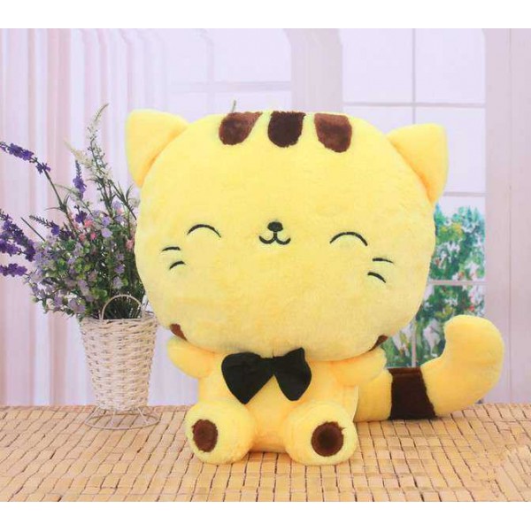 Cute 15 Inch Yellow and Brown Kitty Cat Soft Toy